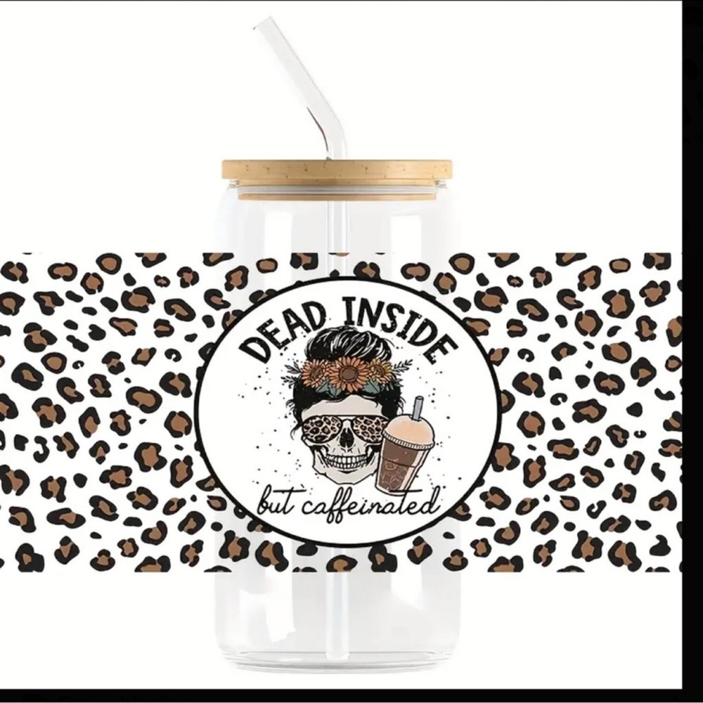 Skull Dead Inside but Caffeinated DIY Decal 3 pack